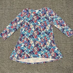 intro. Floral Tunic Top - Blue Multi
